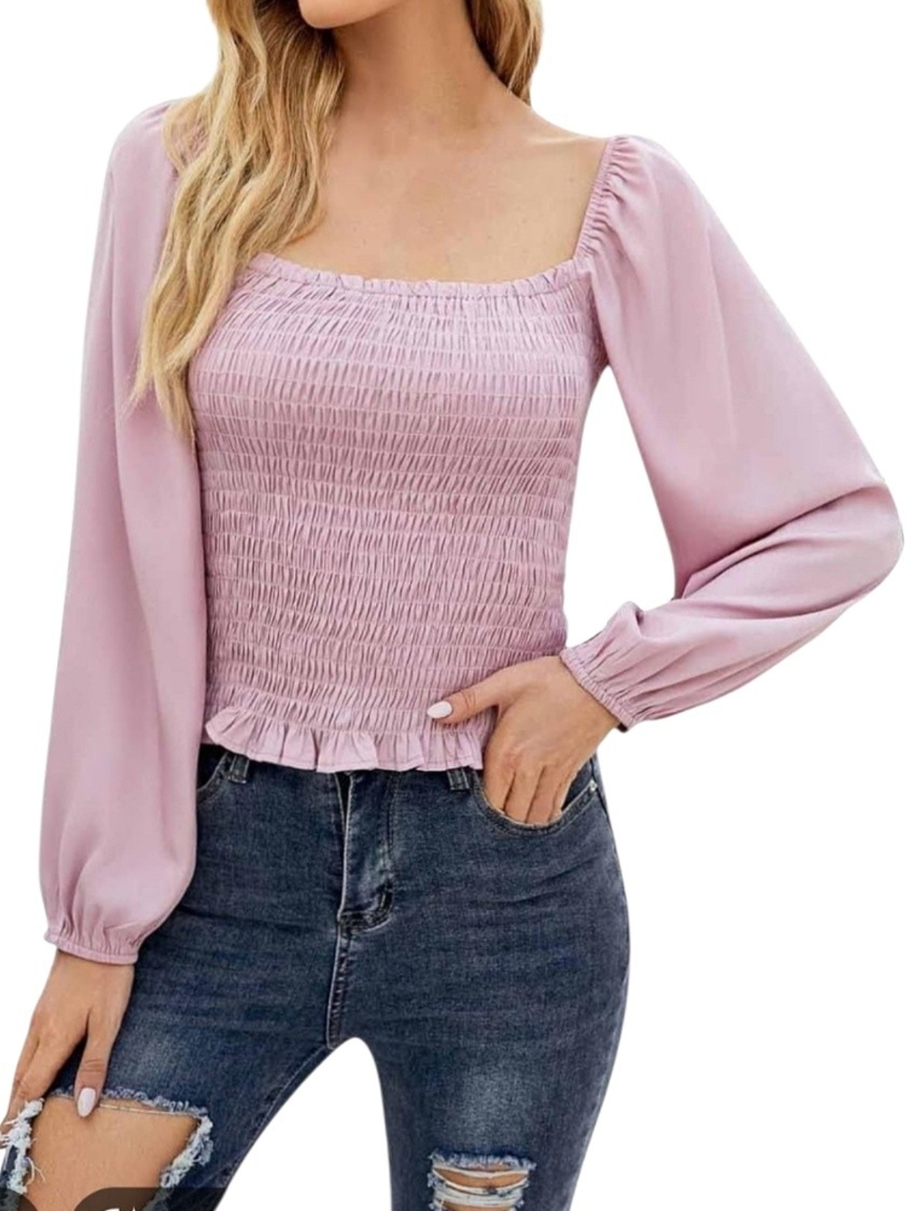 Hers & Mine - Smocked Blouse in Dusty Pink